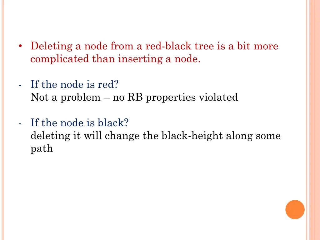 deleting a node from a red black tree