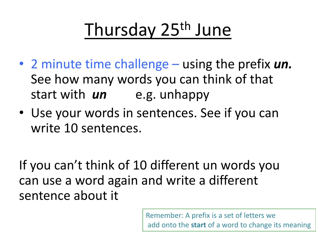 thursday 25 th june