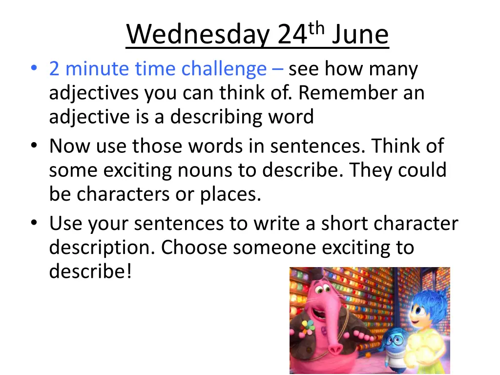 wednesday 24 th june 2 minute time challenge