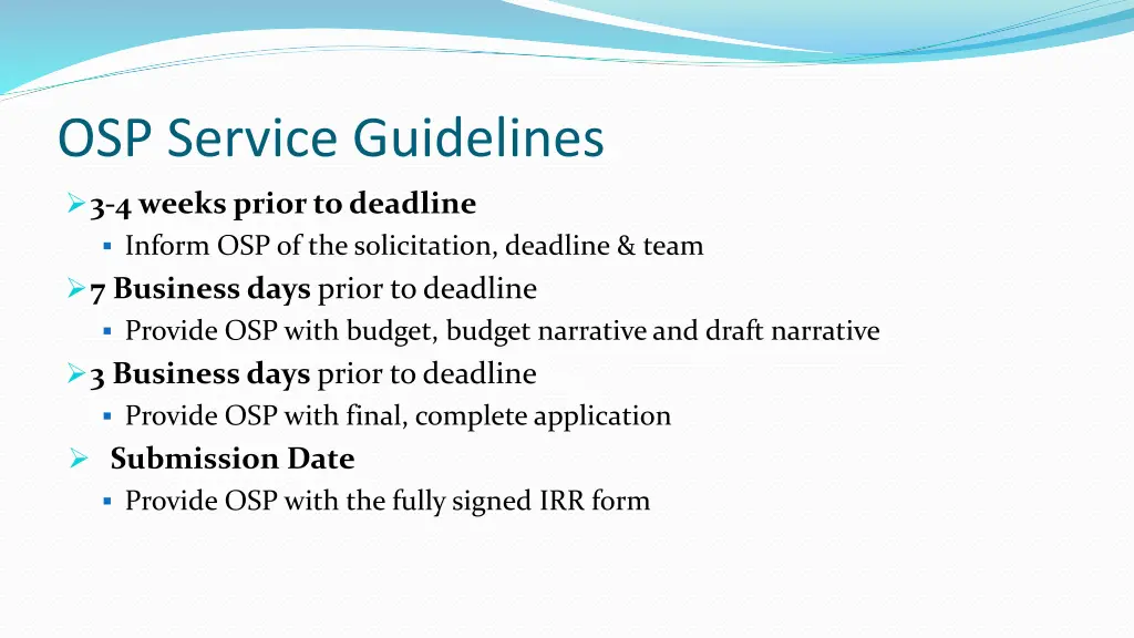 osp service guidelines