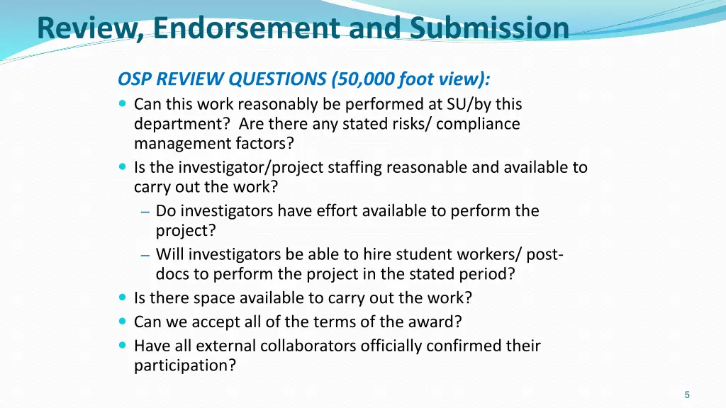 review endorsement and submission