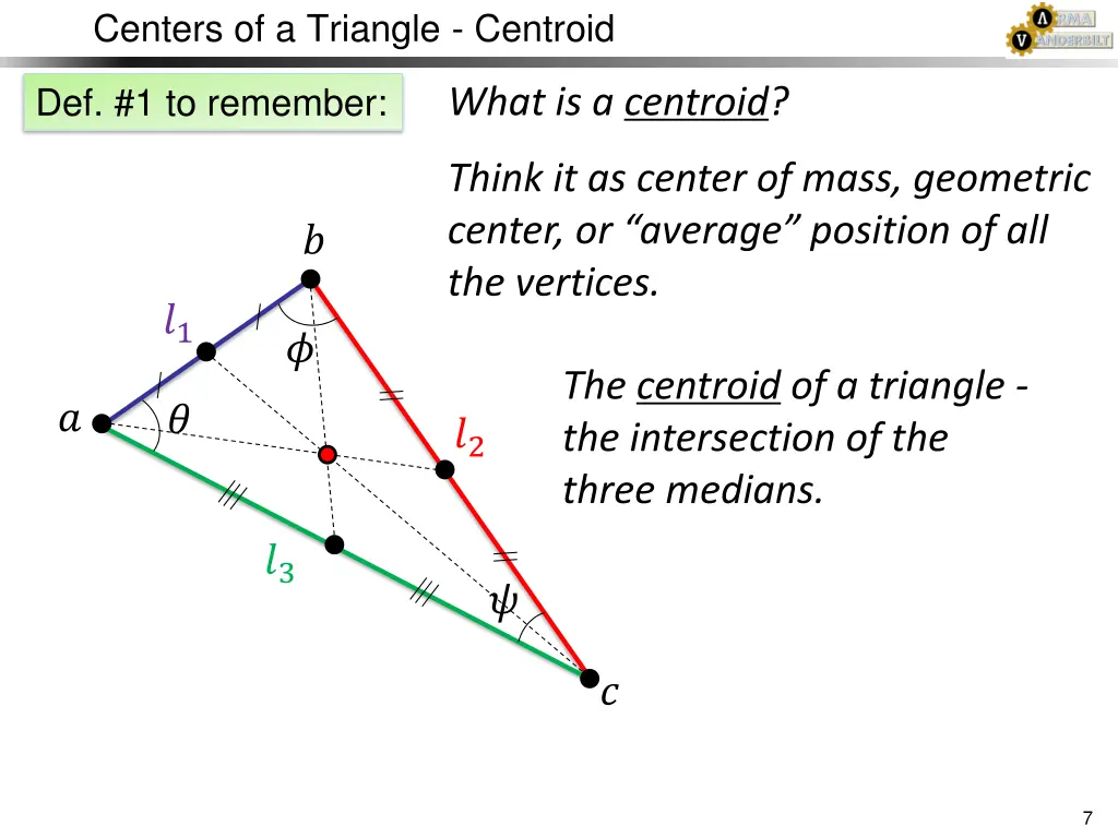 centers of a triangle centroid 1