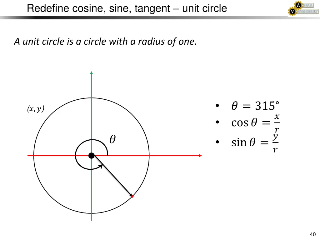 redefine cosine sine tangent unit circle 5