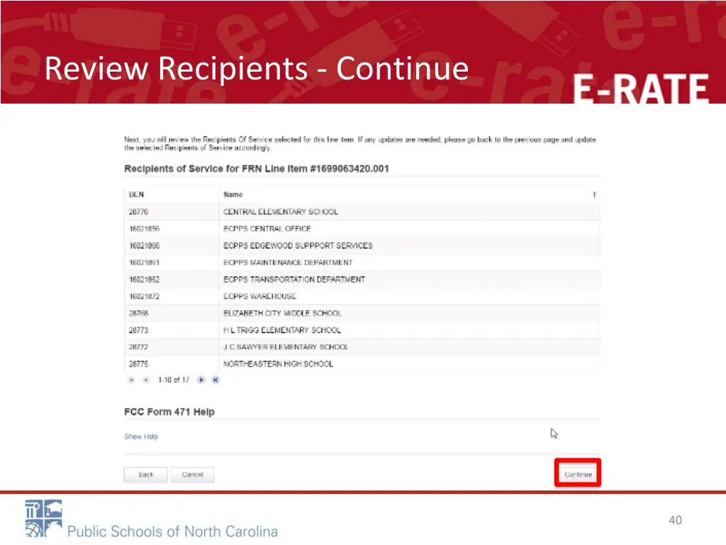 review recipients continue