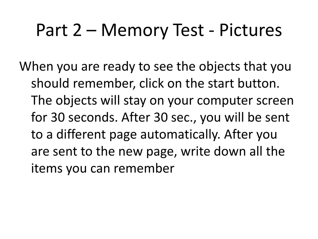 part 2 memory test pictures