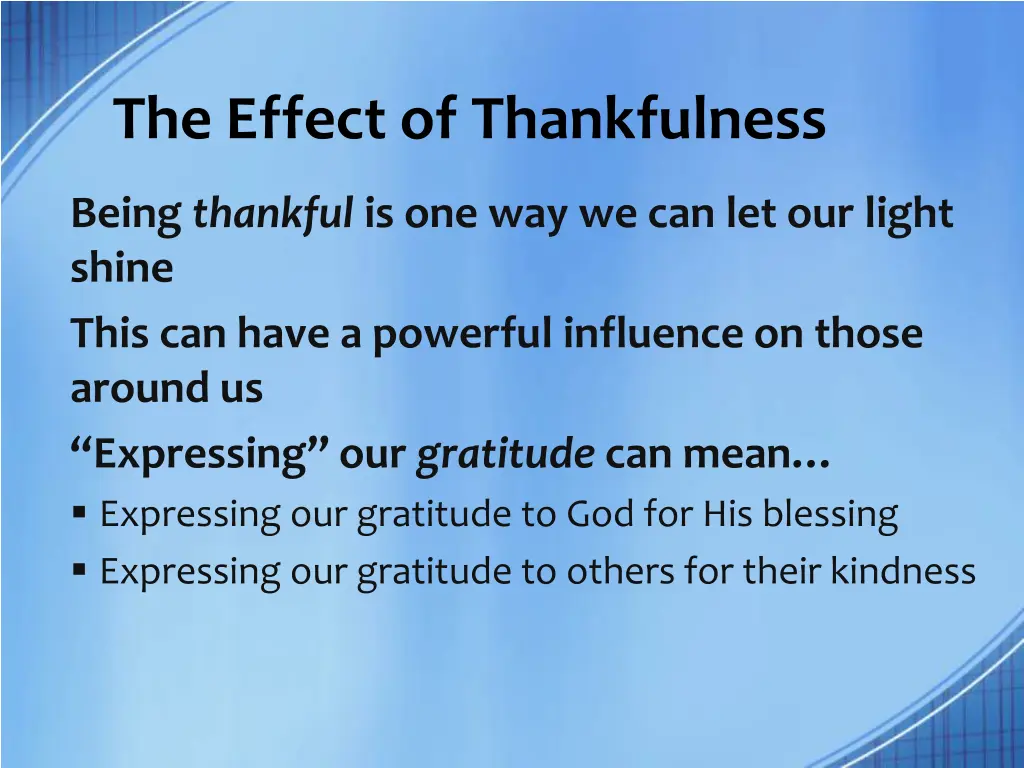 the effect of thankfulness