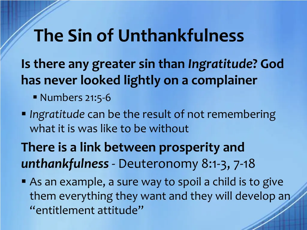 the sin of unthankfulness 1