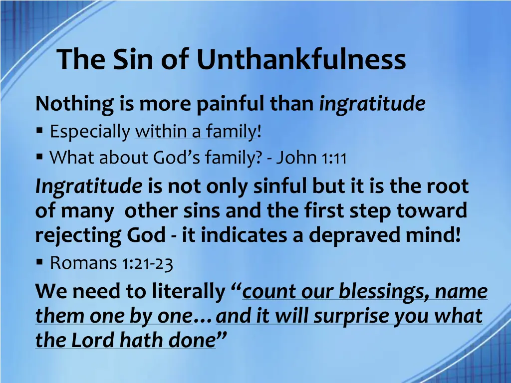 the sin of unthankfulness 2