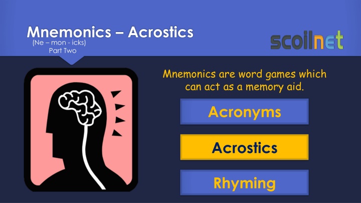 mnemonics acrostics ne mon icks part two