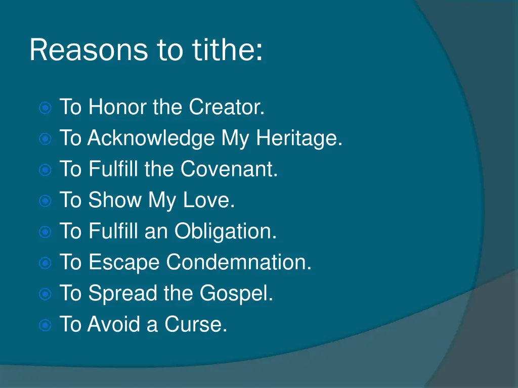 reasons to tithe