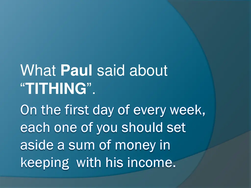 what paul said about tithing