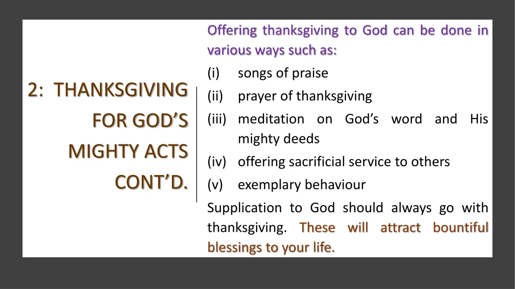 offering thanksgiving to god can be done