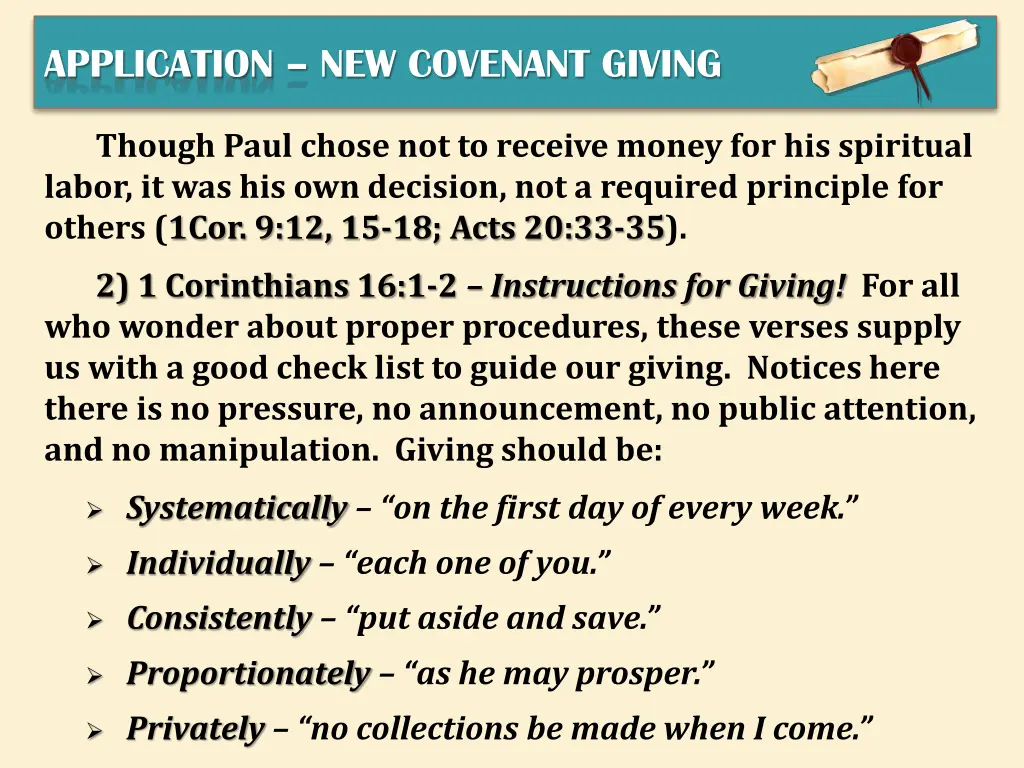 application new covenant giving 2