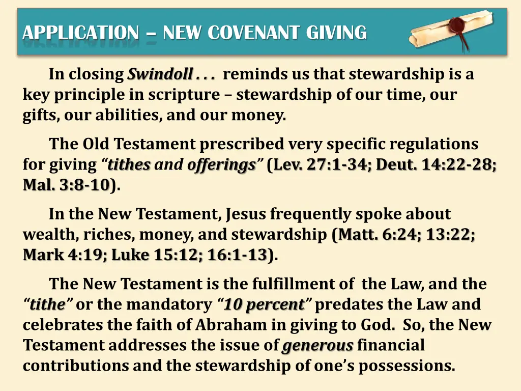 application new covenant giving