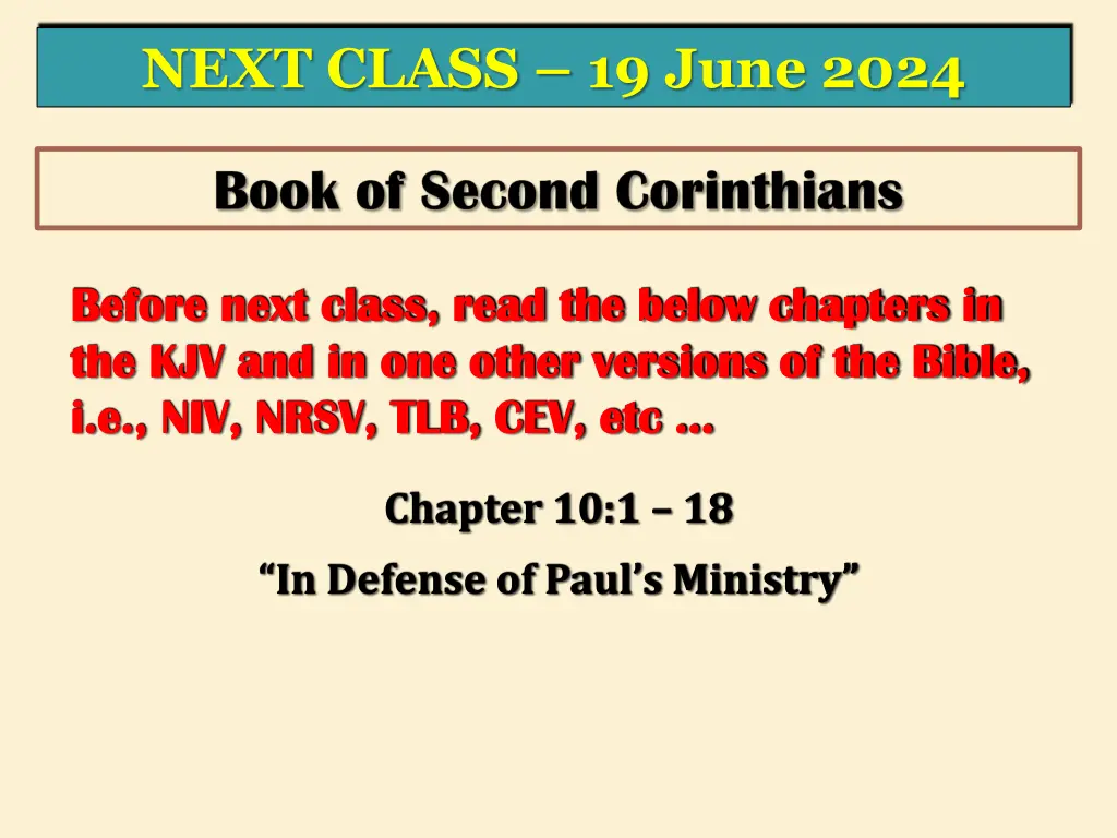 next class 19 june 2024