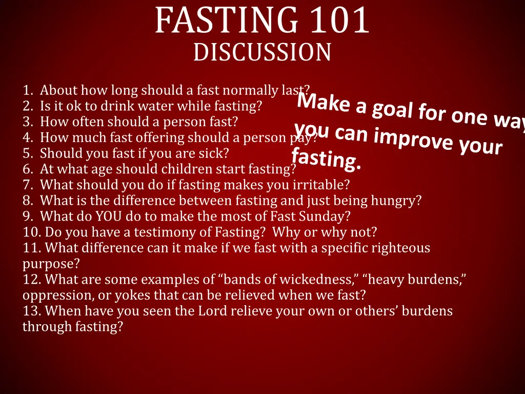 fasting 101 discussion