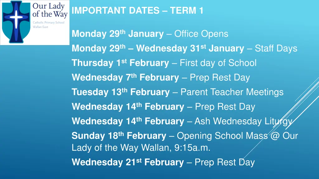 important dates term 1