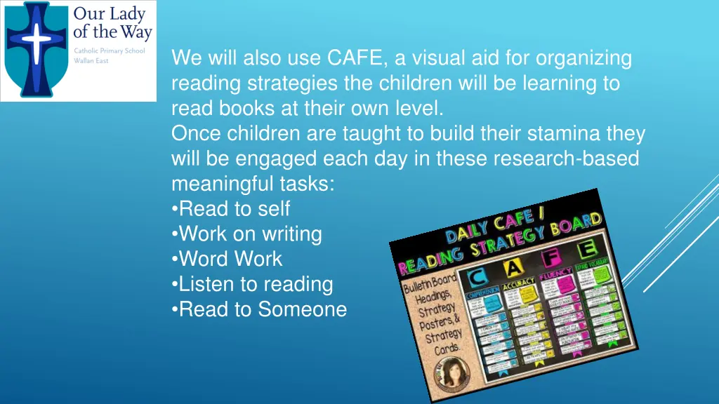 we will also use cafe a visual aid for organizing