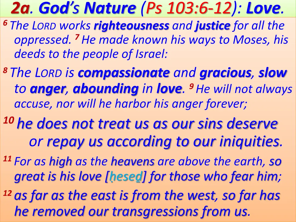 2a god s nature ps 103 6 12 love