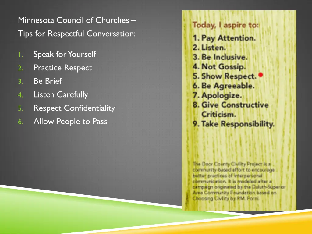 minnesota council of churches tips for respectful