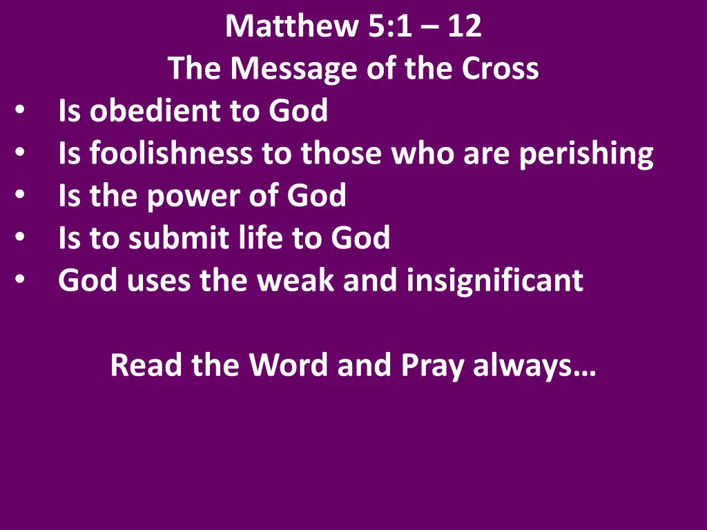 matthew 5 1 12 the message of the cross