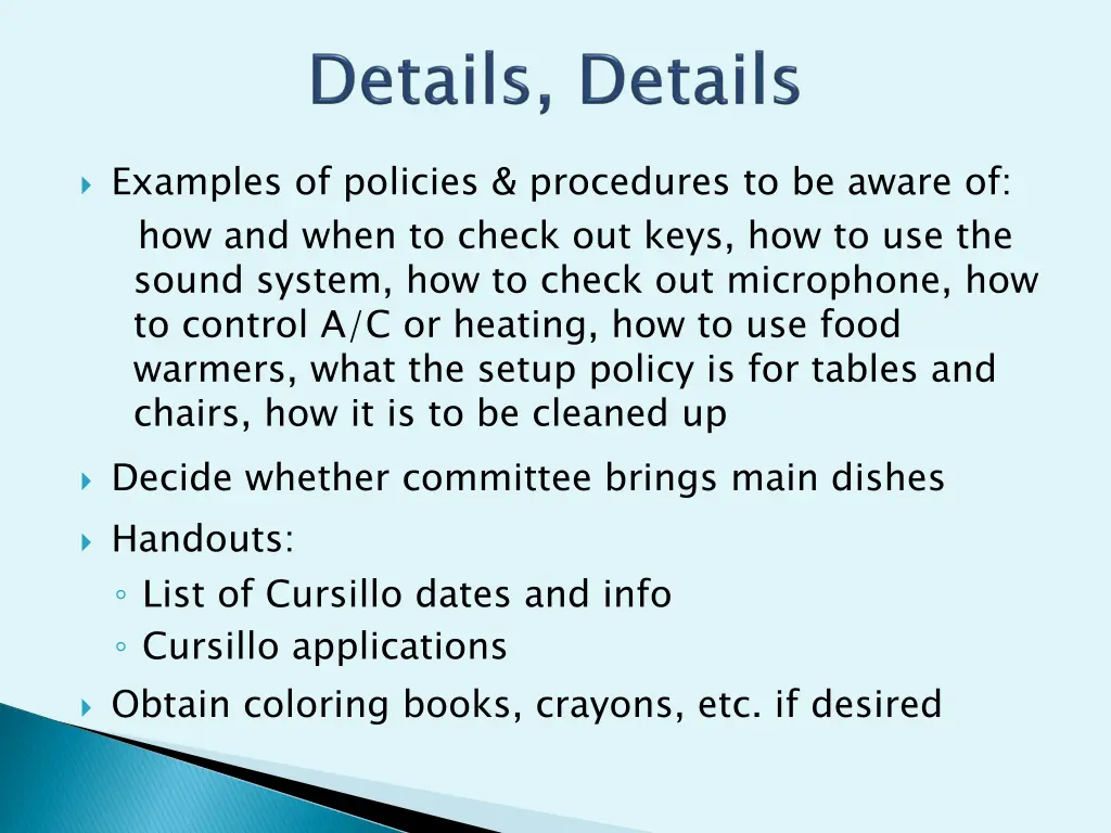 examples of policies procedures to be aware