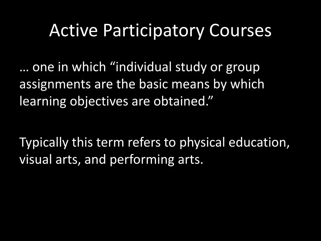 active participatory courses