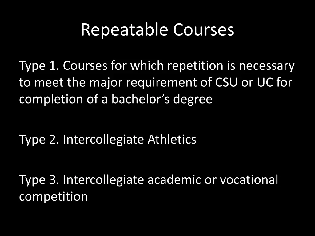 repeatable courses