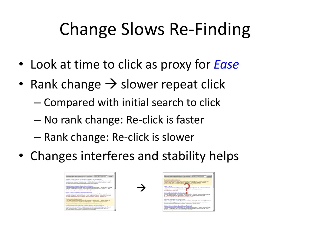 change slows re finding