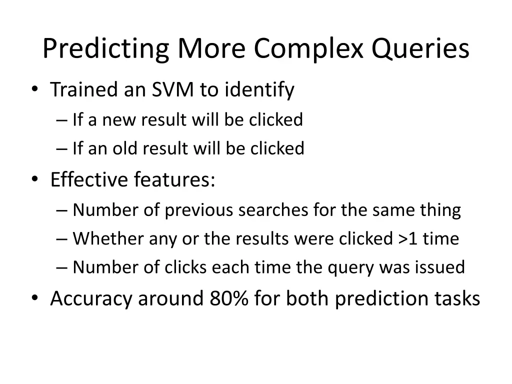 predicting more complex queries trained