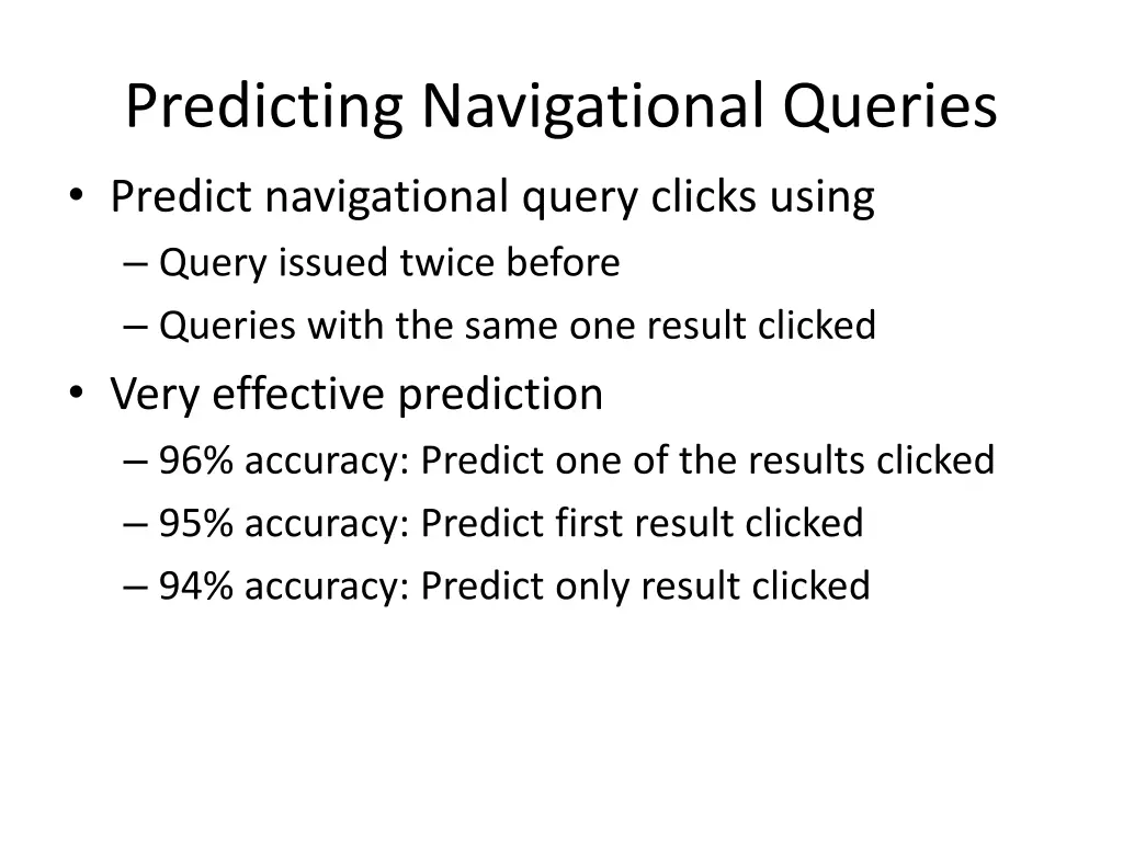 predicting navigational queries predict