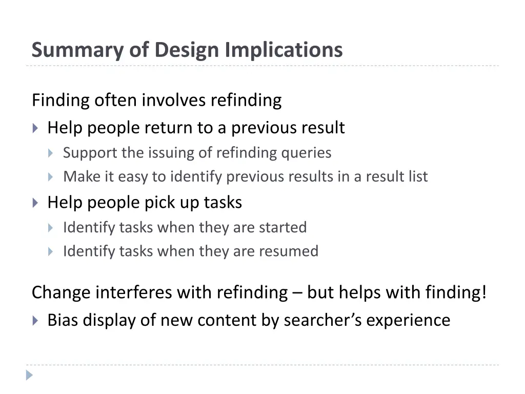 summary of design implications