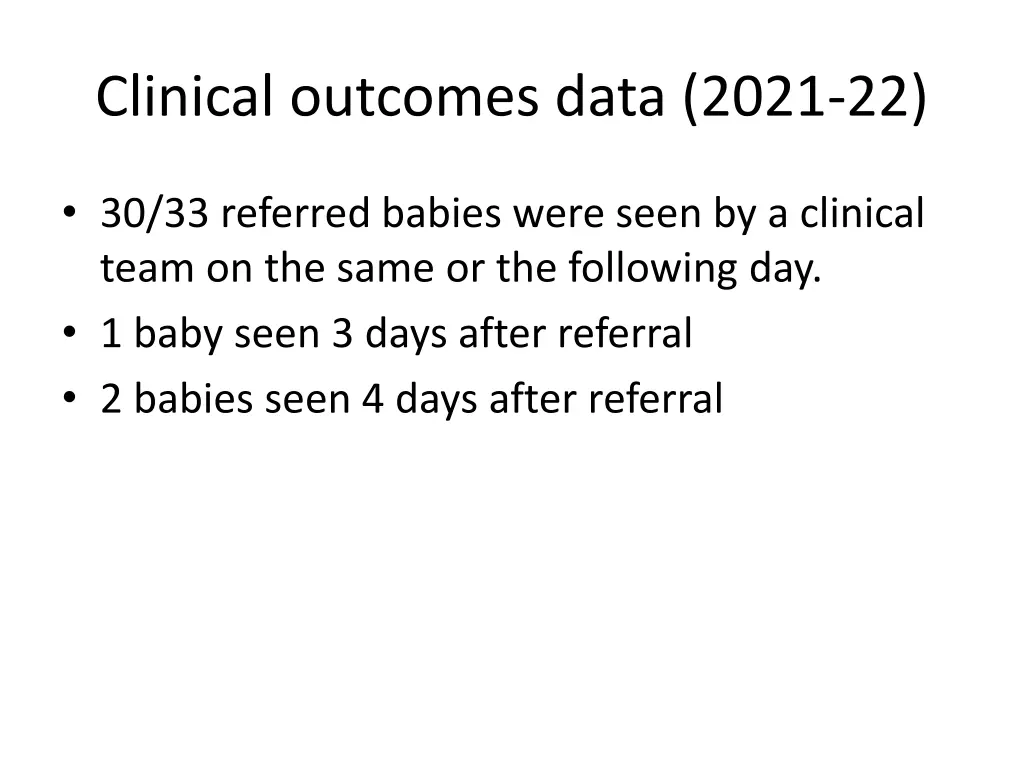 clinical outcomes data 2021 22