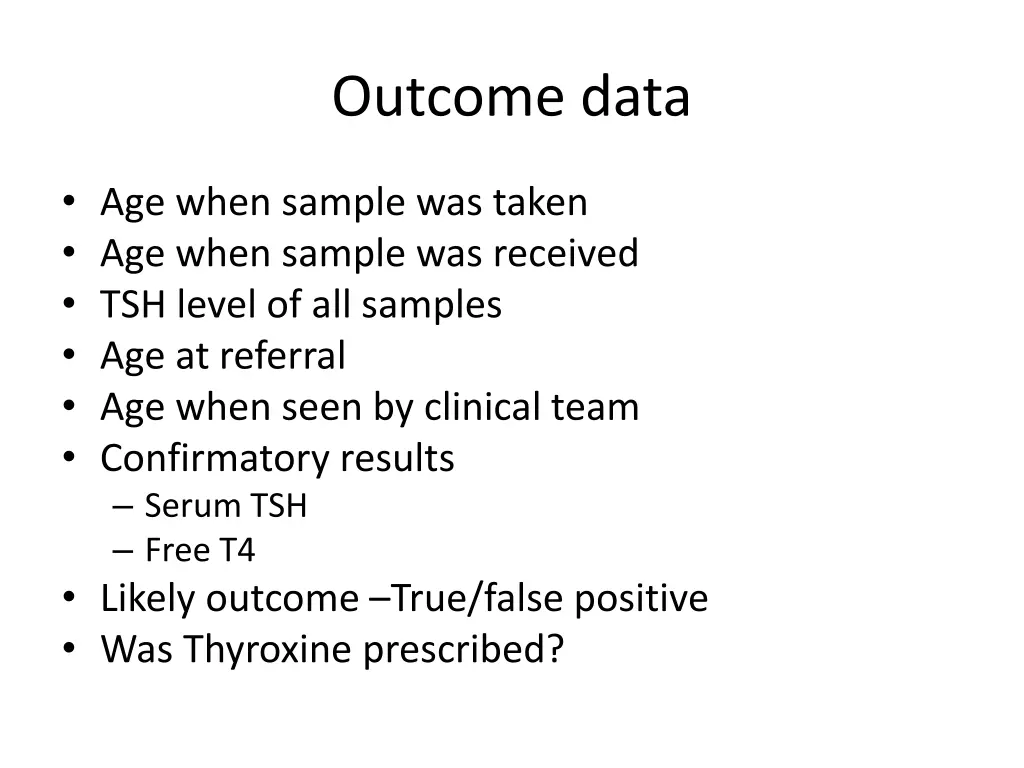 outcome data 2