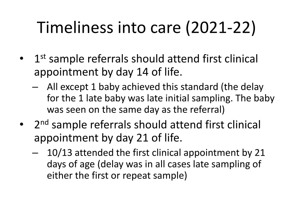 timeliness into care 2021 22