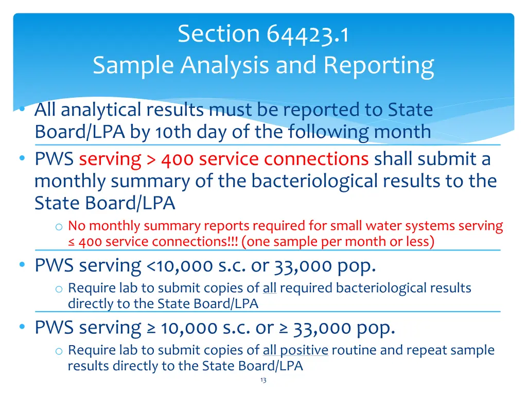 section 64423 1 sample analysis and reporting 1