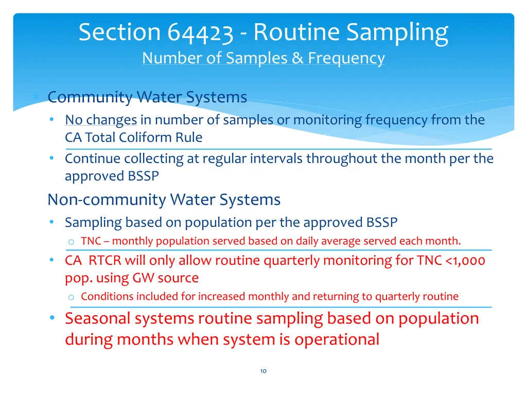 section 64423 routine sampling number of samples