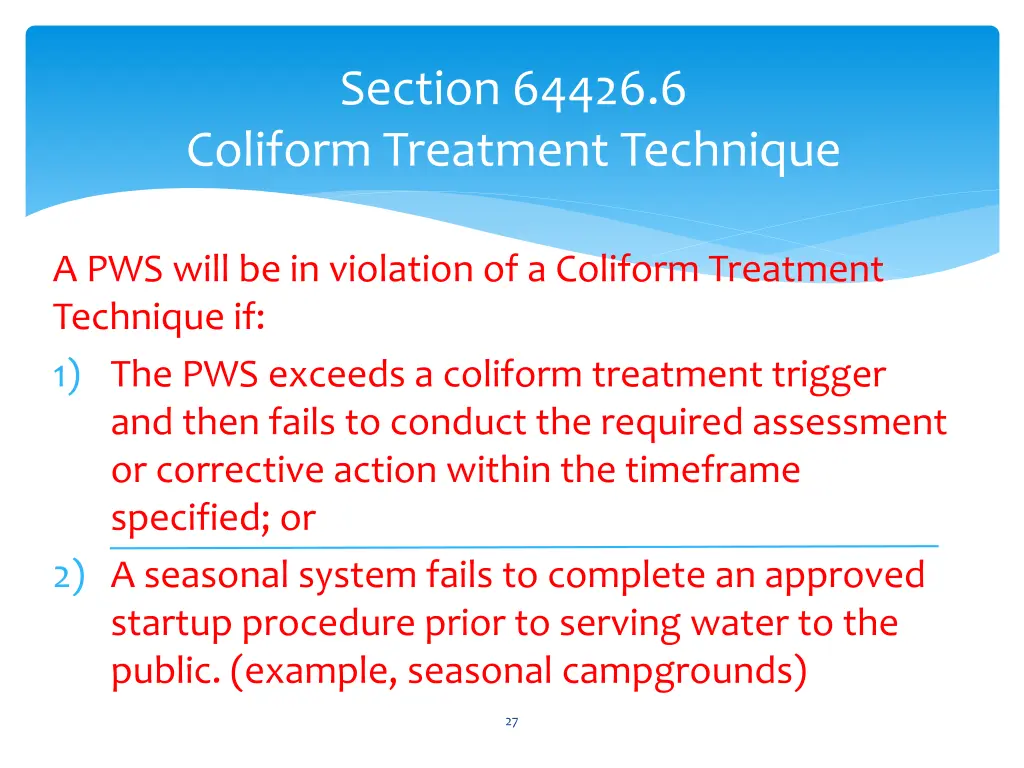 section 64426 6 coliform treatment technique