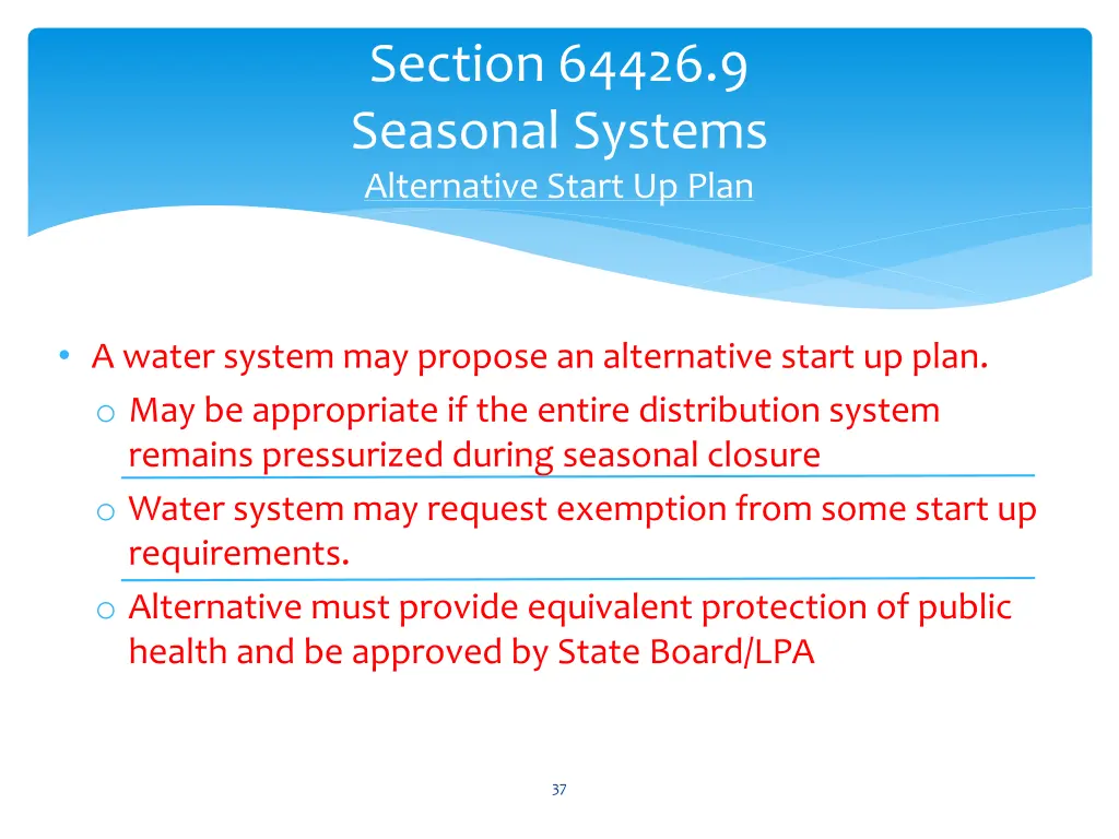 section 64426 9 seasonal systems alternative