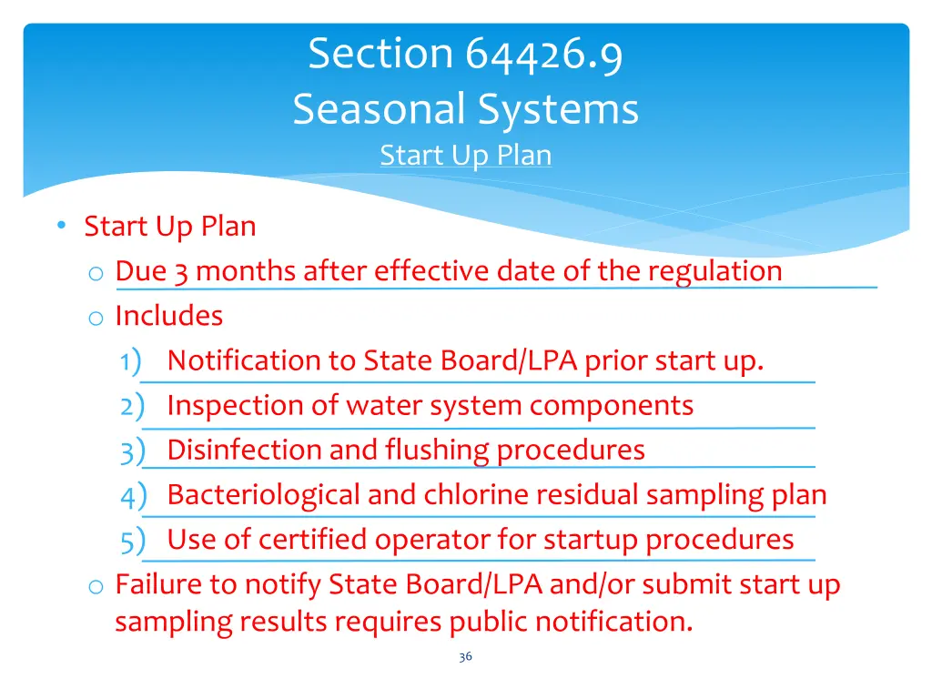 section 64426 9 seasonal systems start up plan