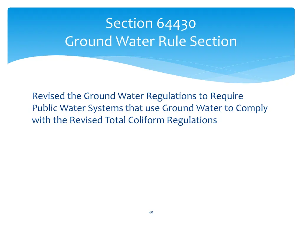 section 64430 ground water rule section