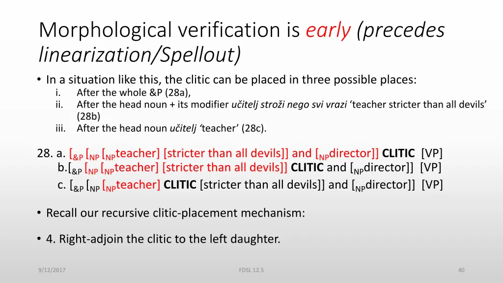 morphological verification is early precedes 1