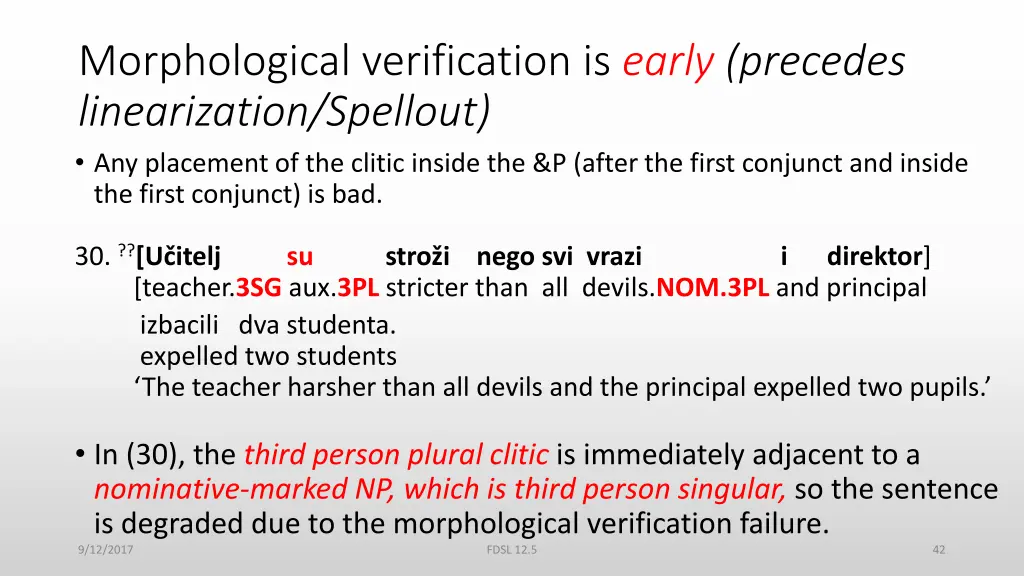 morphological verification is early precedes 2