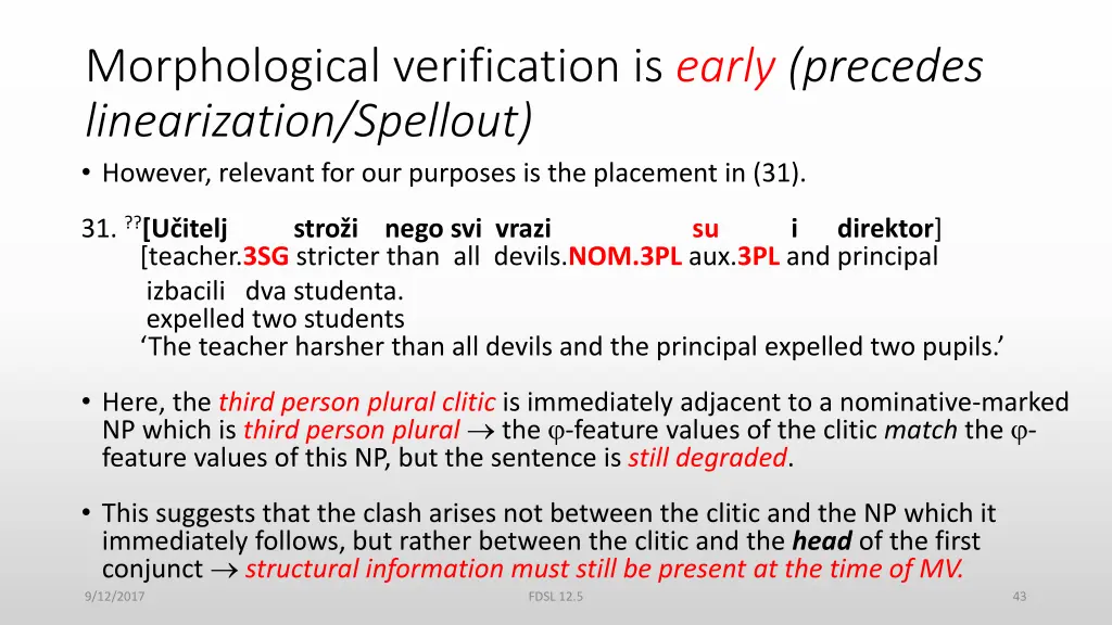 morphological verification is early precedes 3