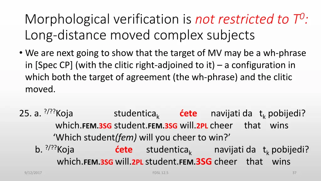 morphological verification is not restricted 1