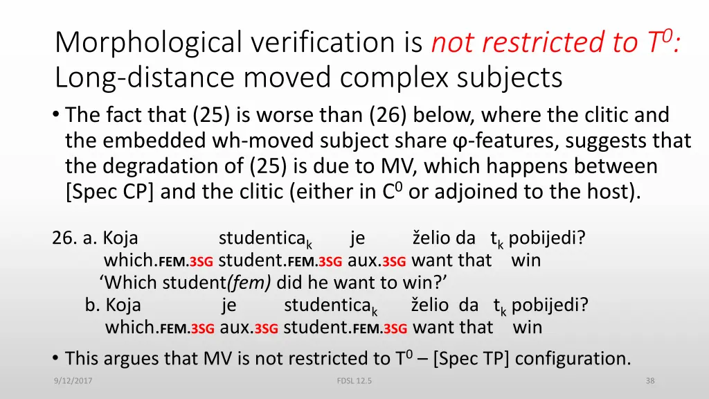 morphological verification is not restricted 2