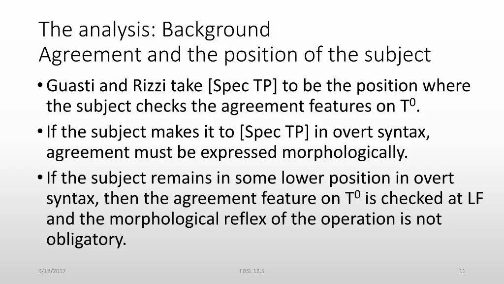 the analysis background agreement 1