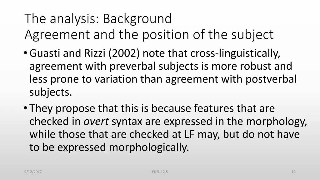 the analysis background agreement