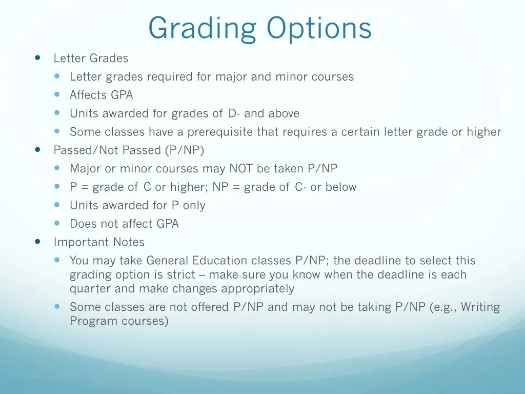 grading options