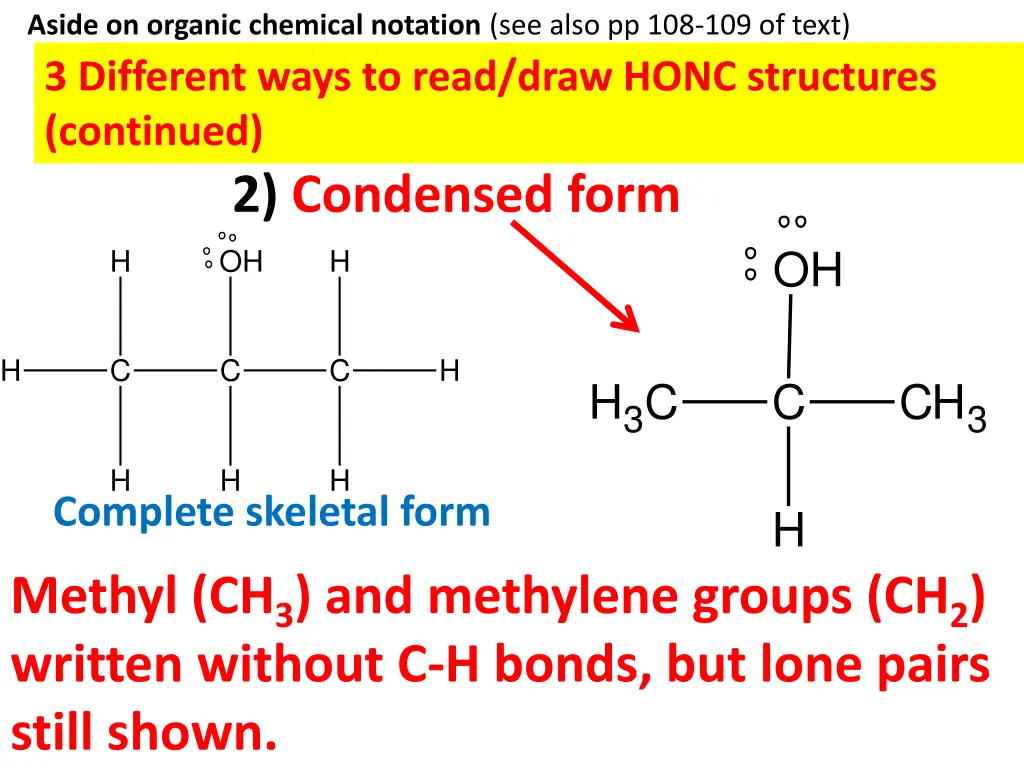 aside on organic chemical notation see also